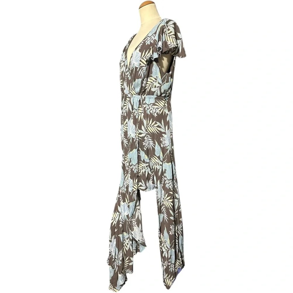 torrid Brown & Light Blue Floral Wrap Maxi Dress - Picture 4 of 6